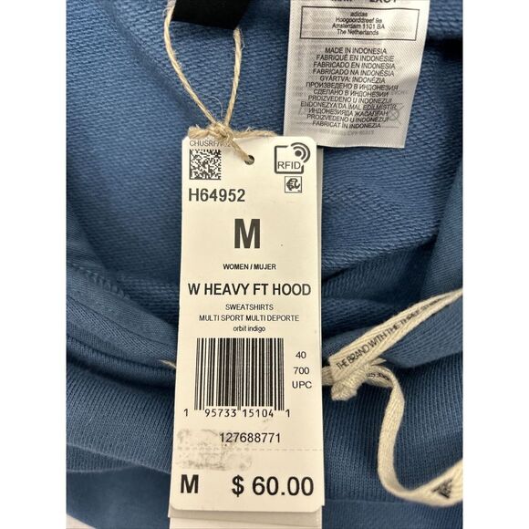 Adidas Pullover Hoodie Sweatshirt Women's Medium Orbit Indigo Teal - Picture 5 of 10